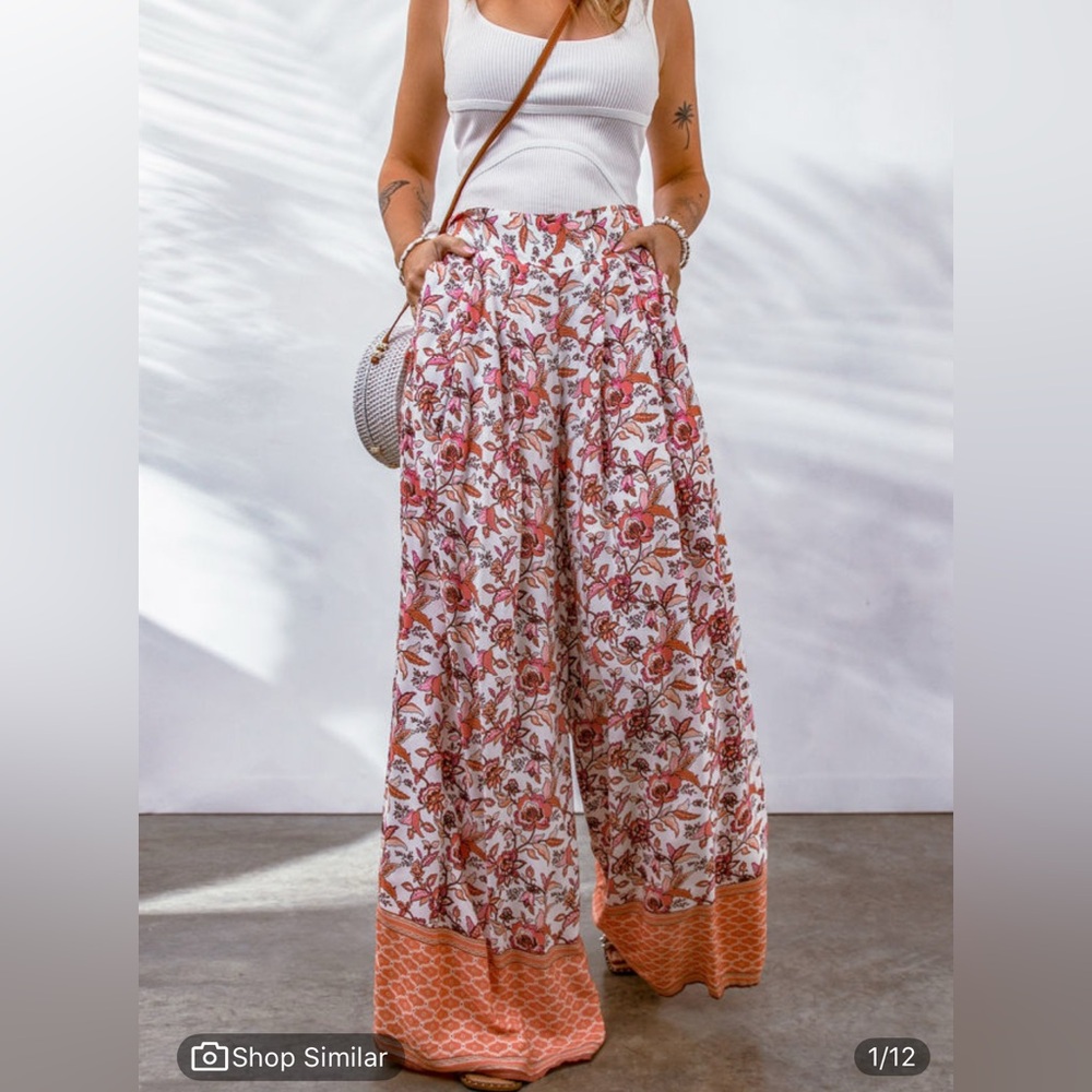 Floral Wide-Leg Pants
